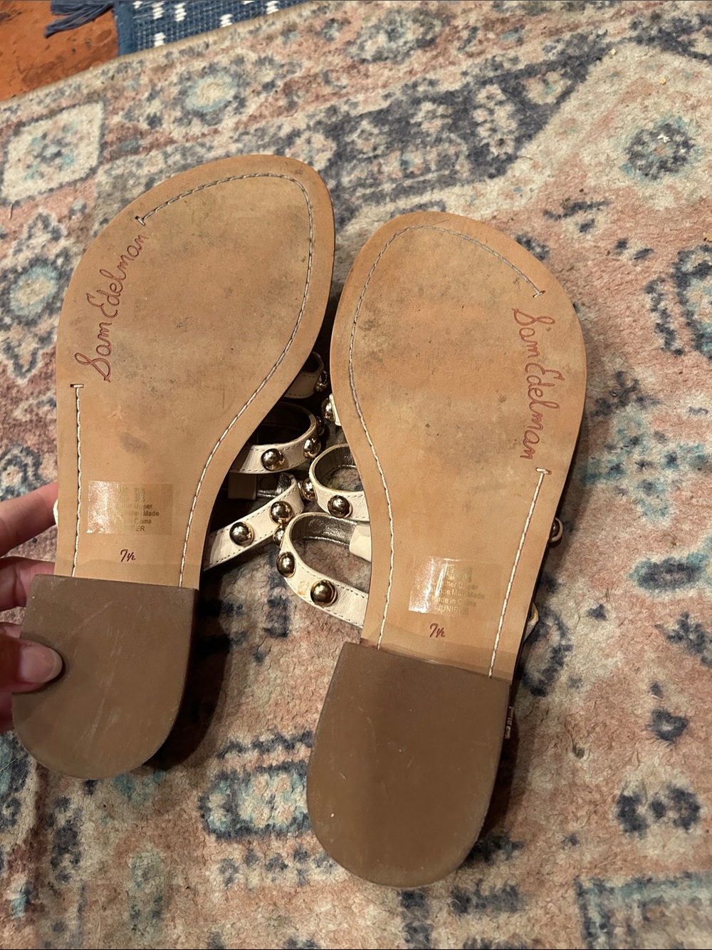 Sam Edelman  Studded White Leather Slide Sandal - Picture 10 of 13
